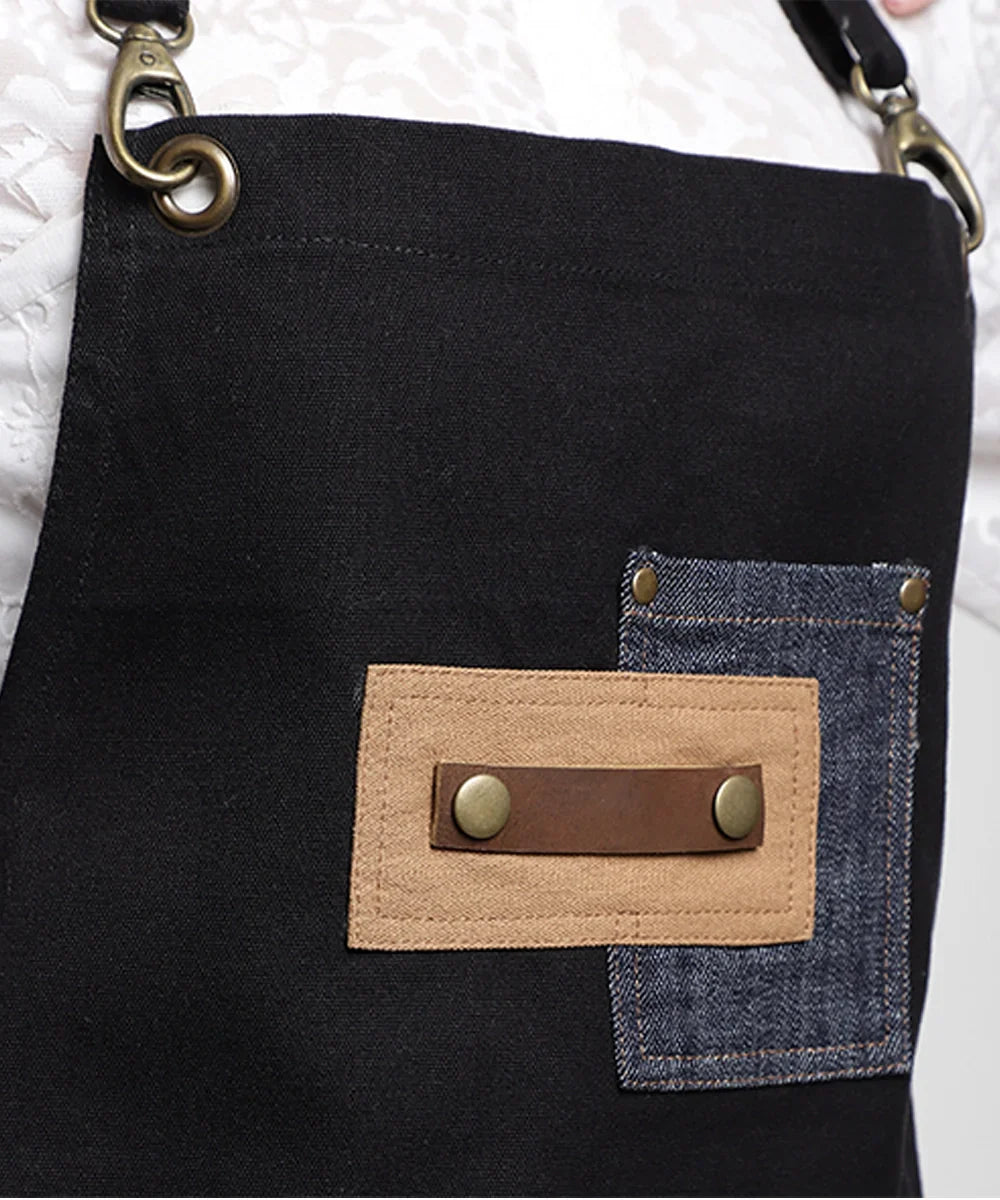 Black Multipurpose Cotton Apron | SHOBITAM