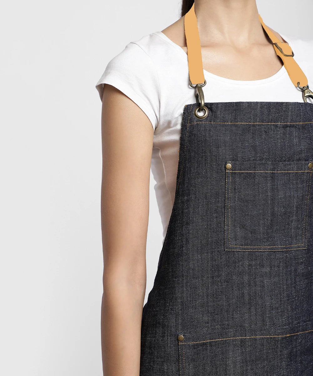 Blue Multipurpose Denim Apron | SHOBITAM