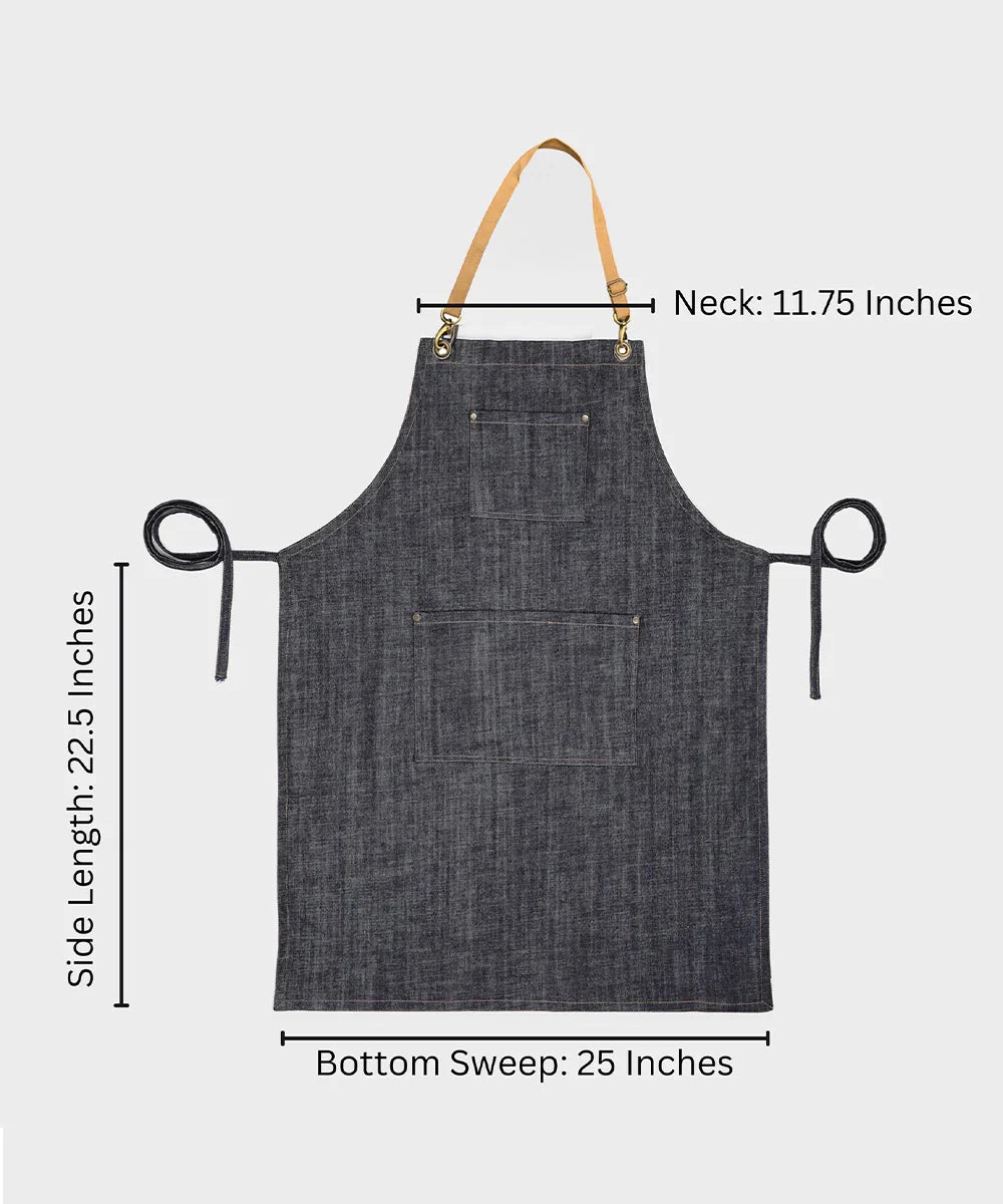 Blue Multipurpose Denim Apron | SHOBITAM