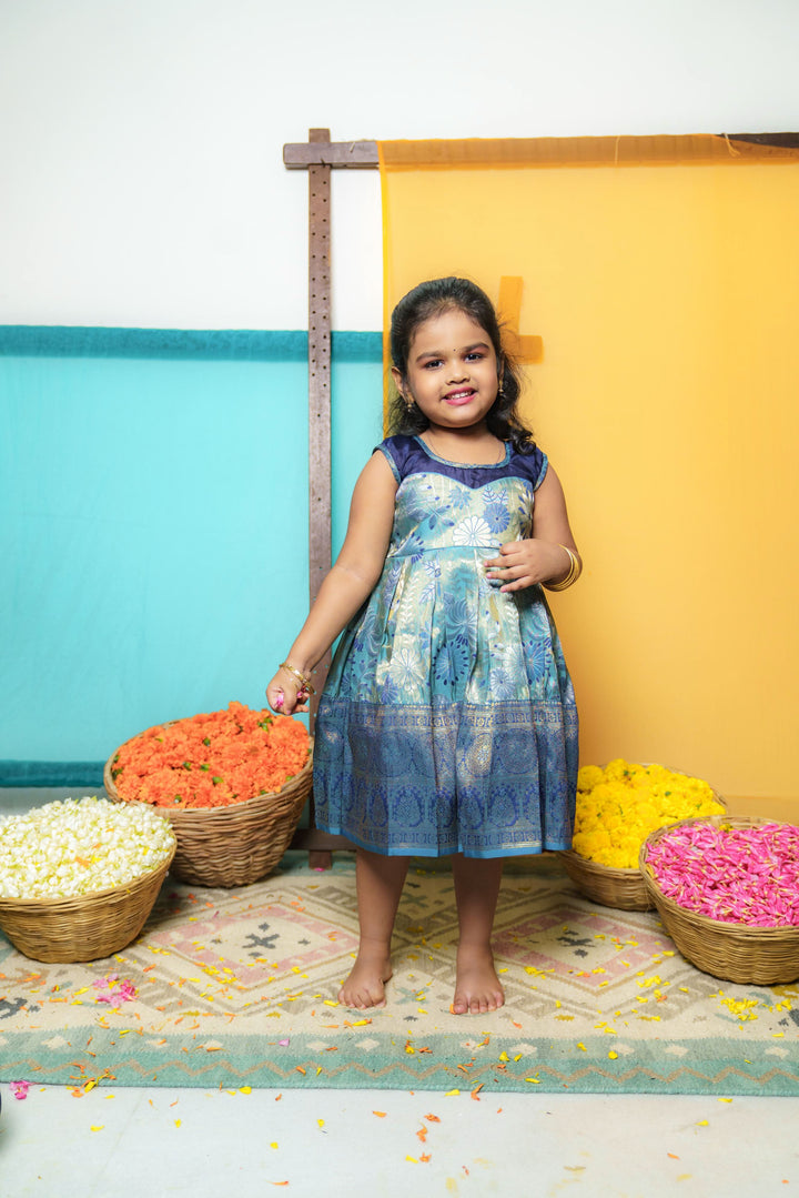 Varuni Navy & Teal Blue Mini | Shobitam Custom Gowns | Made To Order