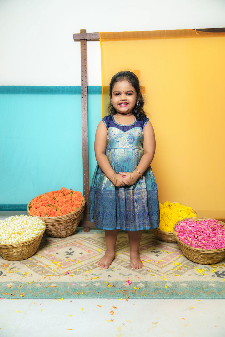 Varuni Navy & Teal Blue Mini | Shobitam Custom Gowns | Made To Order