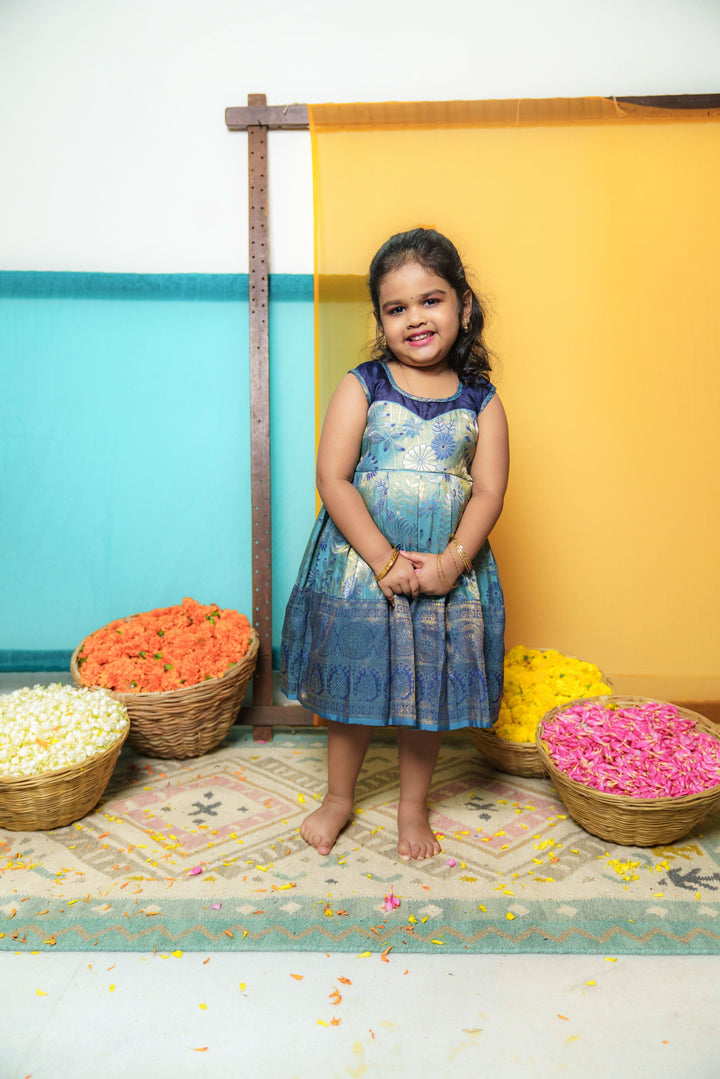 Varuni Navy & Teal Blue Mini | Shobitam Custom Gowns | Made To Order