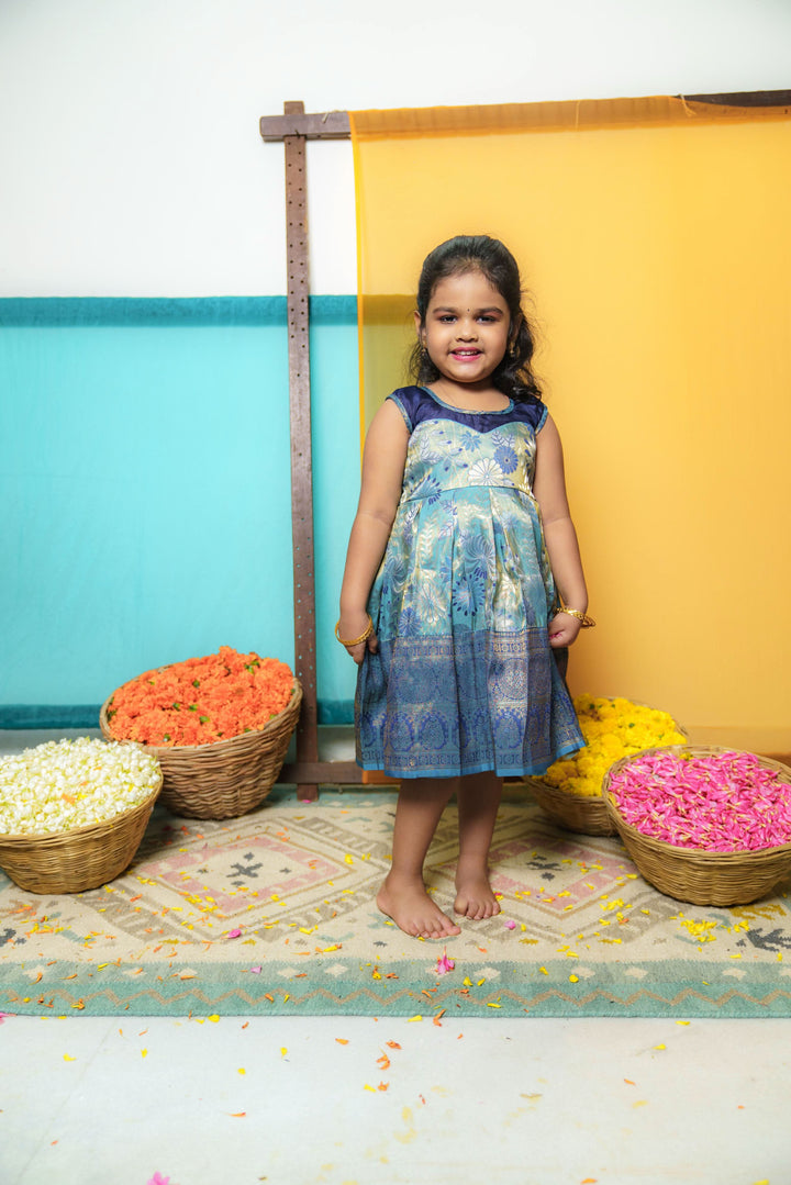 Varuni Navy & Teal Blue Mini | Shobitam Custom Gowns | Made To Order