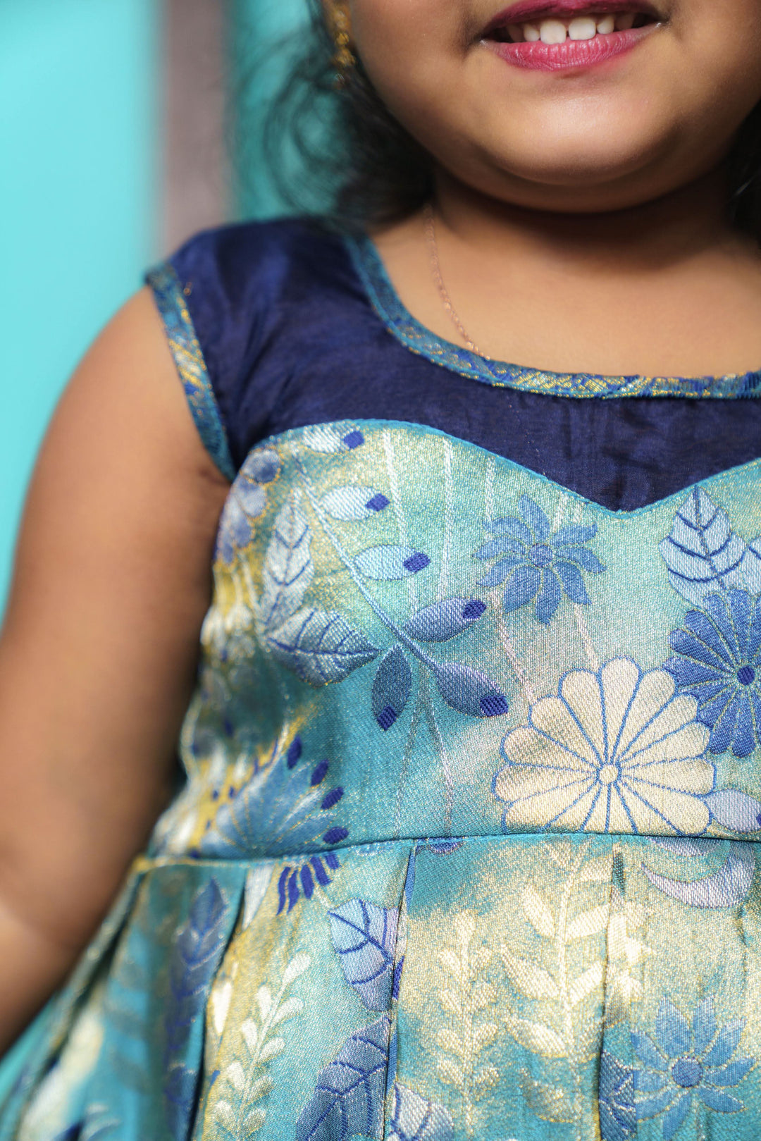 Varuni Navy & Teal Blue Mini | Shobitam Custom Gowns | Made To Order