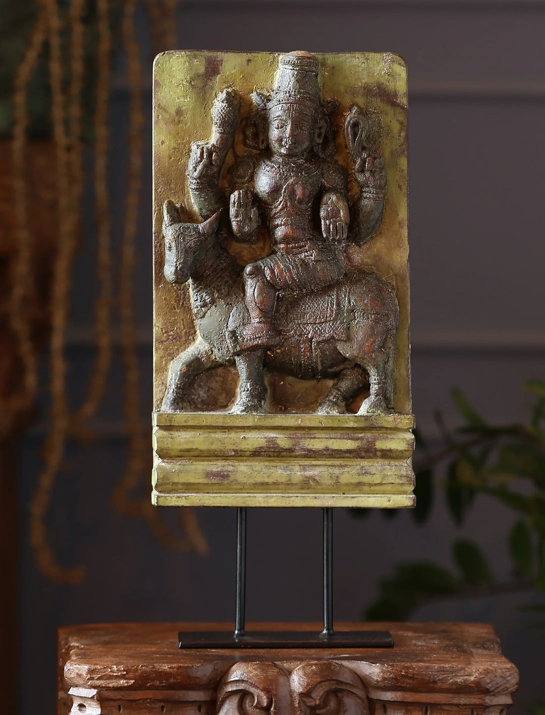 Antiquity Rustica Collective - Wooden South Devta Panel With Stand | SHOBITAM