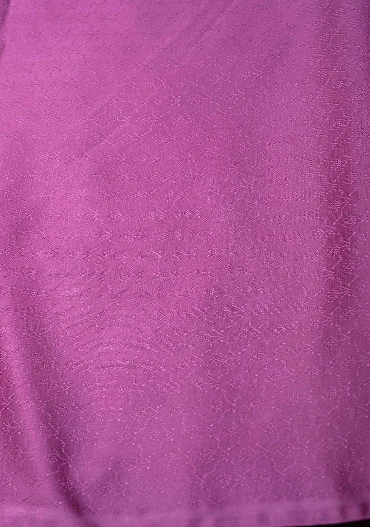Purple Plum Banarasi Semi Mashru Silk Saree with Floral Zari Butta and Meenakari Scallop Border