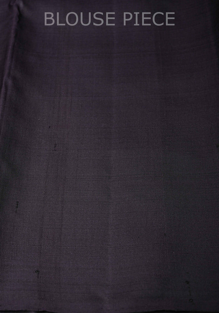 Gray and Black 2 side Rising temple border on Pure Kanjivaram Silk Saree | SILK MARK CERTIFIED