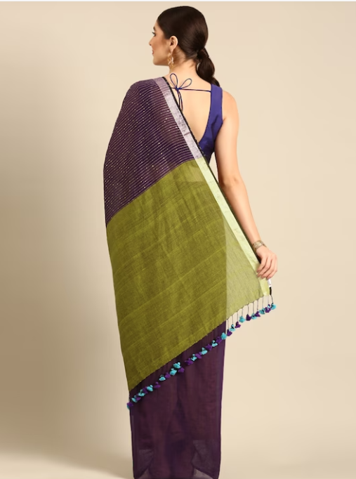 Pure Cotton Handloom Sequins Saree | SHOBITAM