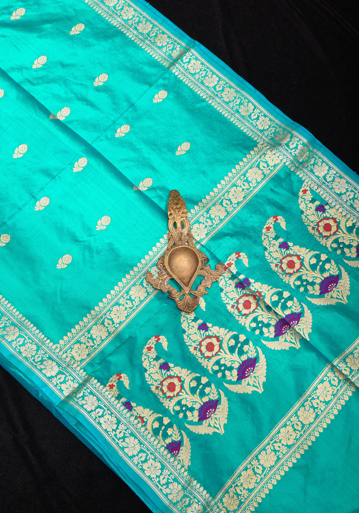 Feroza Banarasi Katan Silk Lightweight Saree With zari Butti and Meenaakari Paisley Pallu  | SILK MARK CERTIFIED