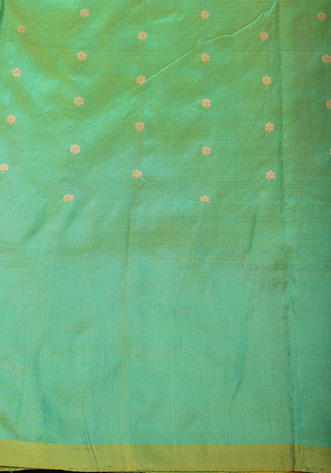 Seagreen Banarasi Katan Silk Saree with Zari Motifs and Meenaakari Border | SILK MARK CERTIFIED