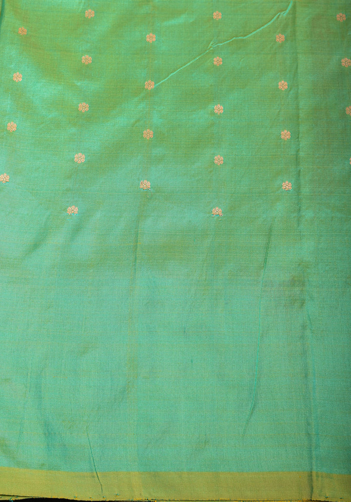 Seagreen Banarasi Katan Silk Saree with Zari Motifs and Meenaakari Border | SILK MARK CERTIFIED