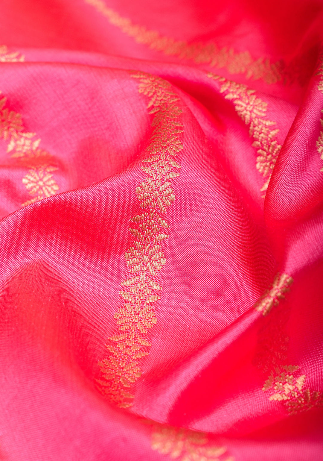 Candy Pink Tone Banarasi Katan Silk with Zari Stripe and Geometric design on Border | SILK MARK CERTIFIED