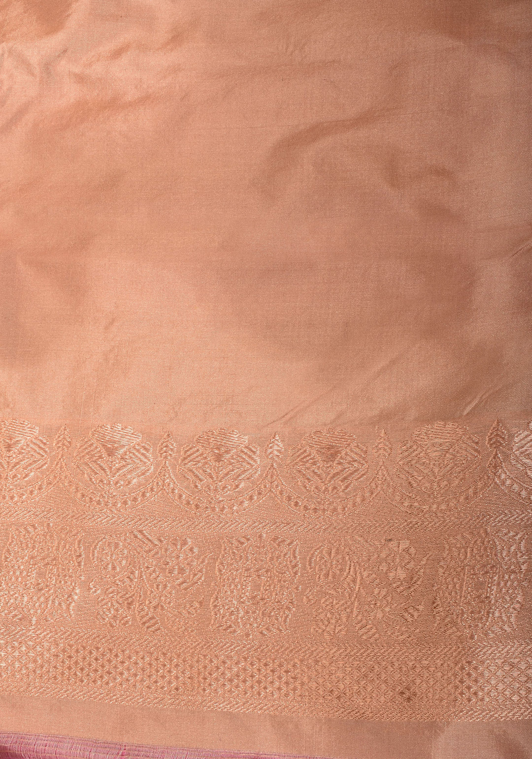 Pastel Tricolor Banarasi Katan Silk Saree with zari stripes and Scallop border | SILK MARK CERTIFIED