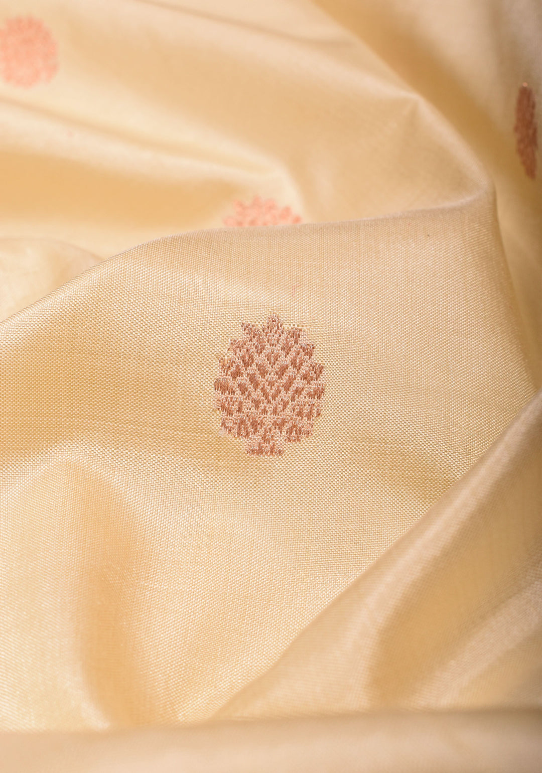 Cream Exquisite Floral Meenakari Border Banarasi Katan Silk Saree | SILK MARK CERTIFIED