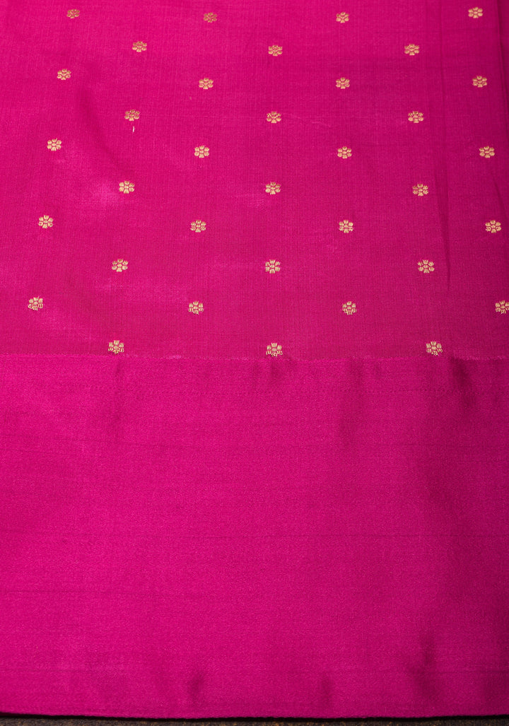 Kesari Mustard Dual tone Pure Banarasi Katan Silk Saree with Multicolor Stripes and Pink Contrast Border | SILK MARK CERTIFIED