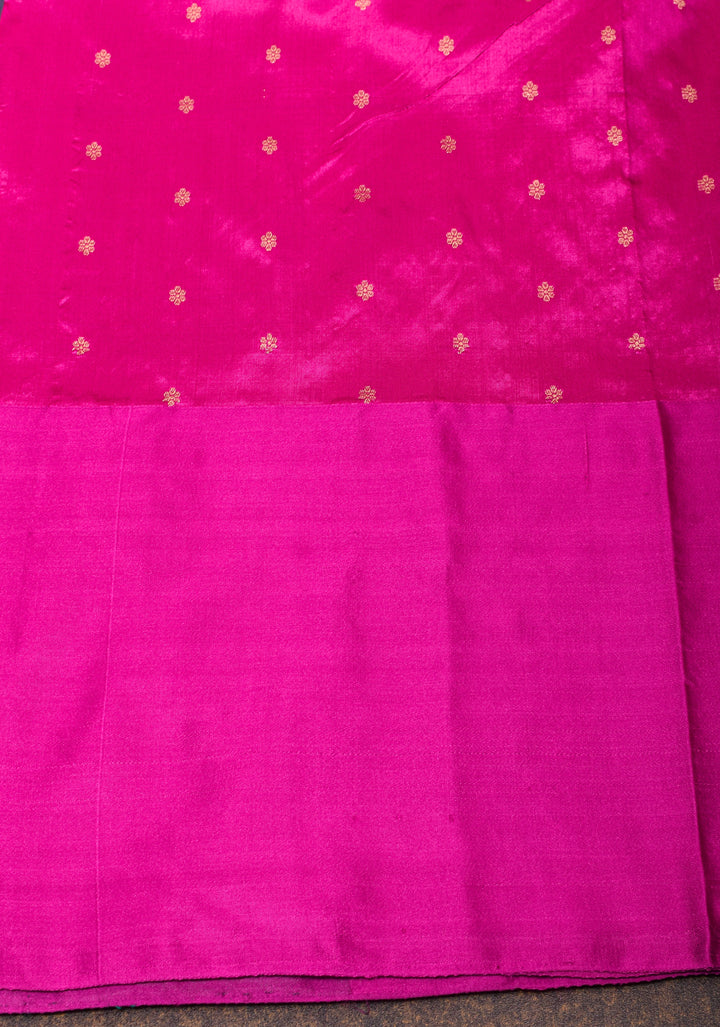 Rama Green Pure Banarasi Katan Silk Saree with Multicolor Stripes and Contrast Zari Border | SILK MARK CERTIFIED