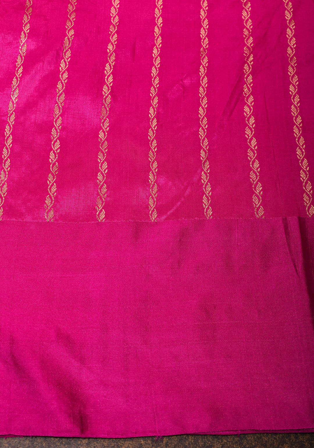 Magenta Pure Banarasi Katan Silk Saree with Multicolor Stripes and Contrast Zari Border | SILK MARK CERTIFIED