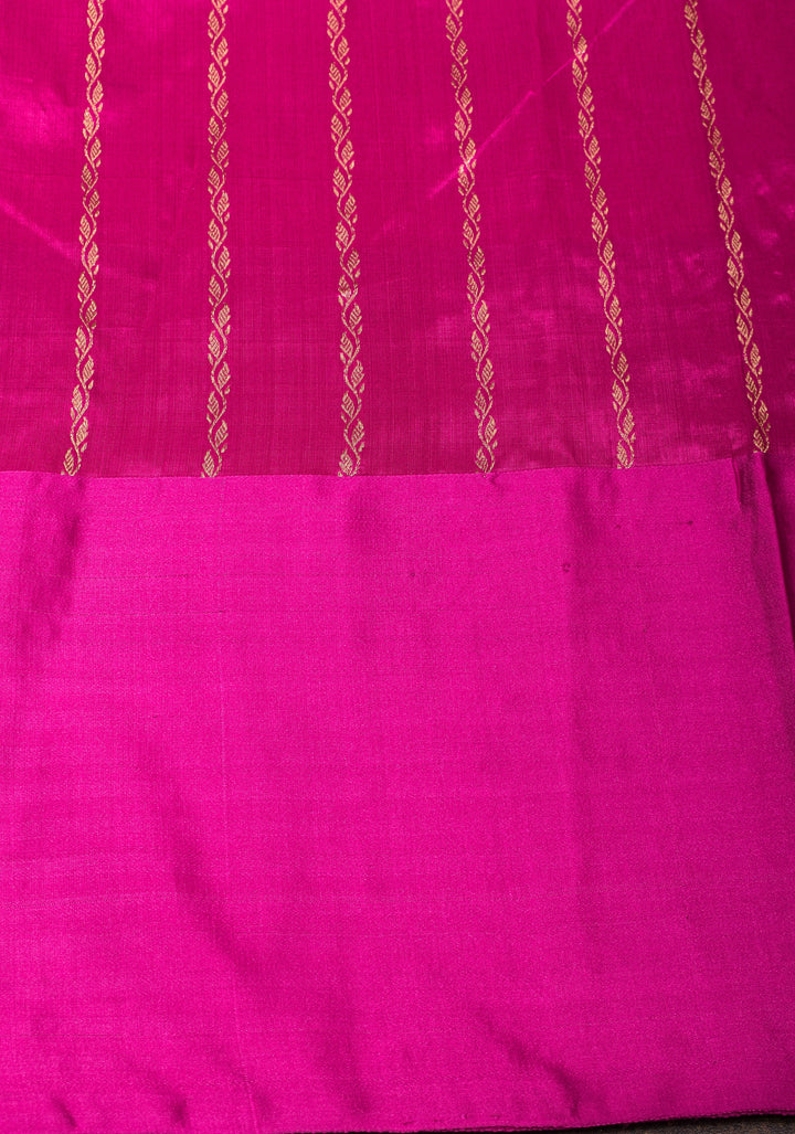 Lime Green Pure Banarasi Katan Silk Saree with Multicolor Stripes and Contrast Zari Border | SILK MARK CERTIFIED
