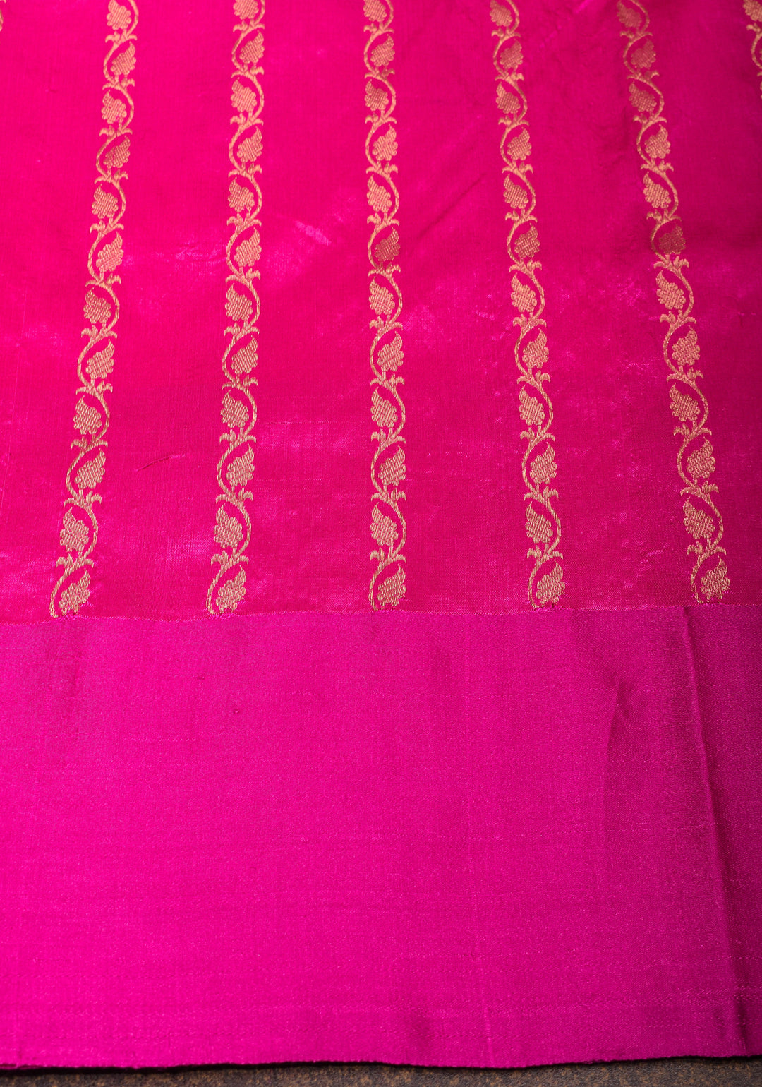 Purple Dual tone Pure Banarasi Katan Silk Saree with Multicolor Panel Zari Border | SILK MARK CERTIFIED