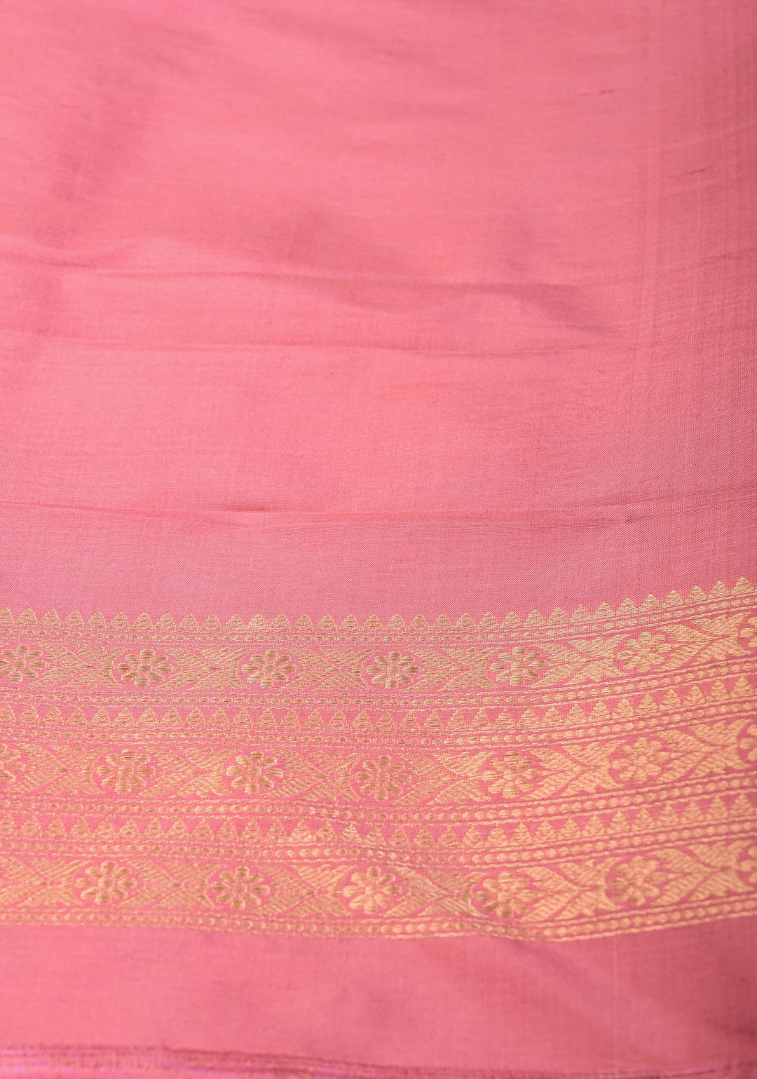 Lavender Brocade Banarasi Katan Silk Saree with Contrast Pink Zari Border | SILK MARK CERTIFIED