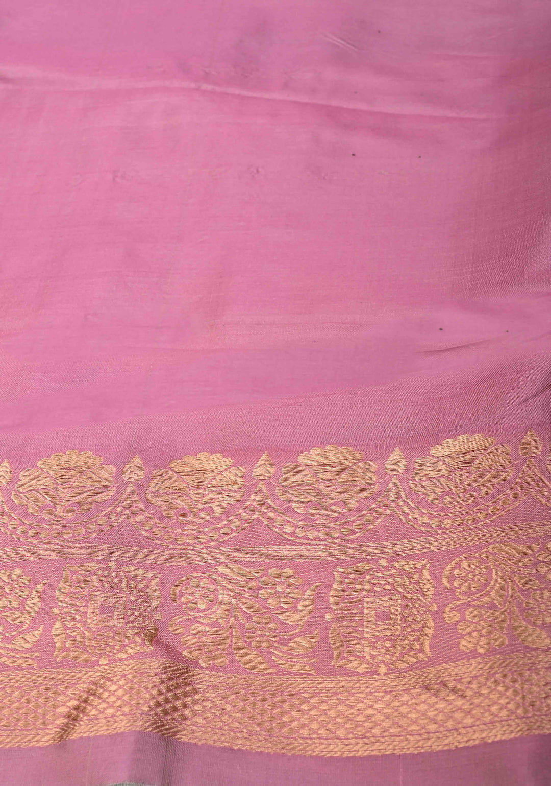 Pastel Multicolor Banarasi Katan Silk Saree with Panel Design and Scallop Zari border | SILK MARK CERTIFIED