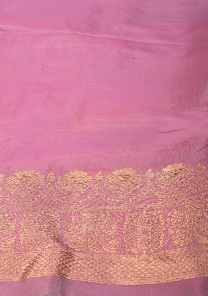 Pastel Multicolor Banarasi Katan Silk Saree with Panel Design and Scallop Zari border | SILK MARK CERTIFIED