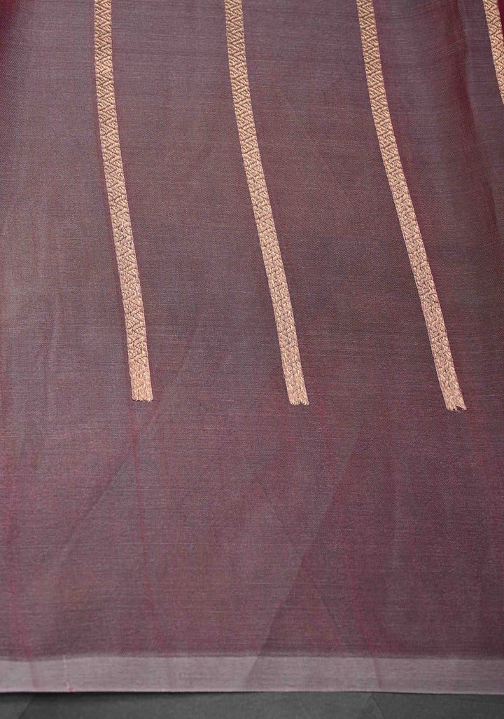 Onion Pink Pure Banarasi Organza Silk Saree with Meenakari Buttas and Zari Border | SILK MARK CERTIFIED