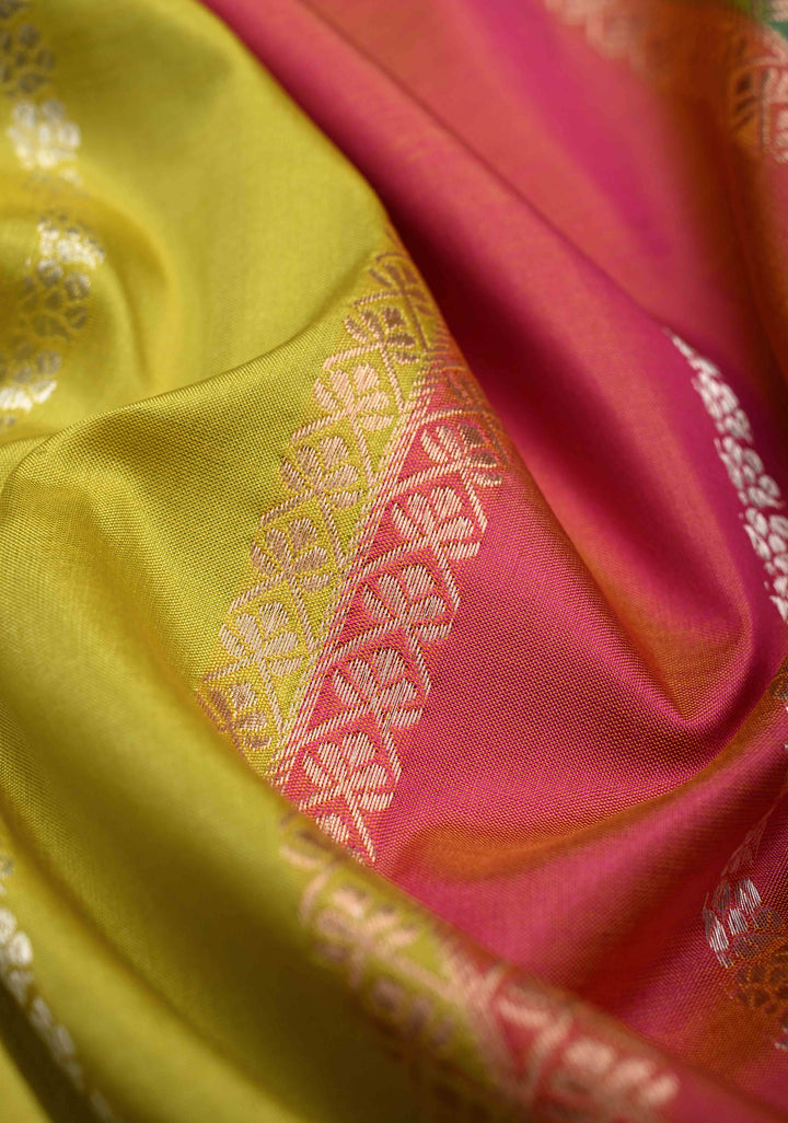 Multicolor Banarasi Katan Silk Saree with Rangkaat Style Pattern and Scallop Border | SILK MARK CERTIFIED