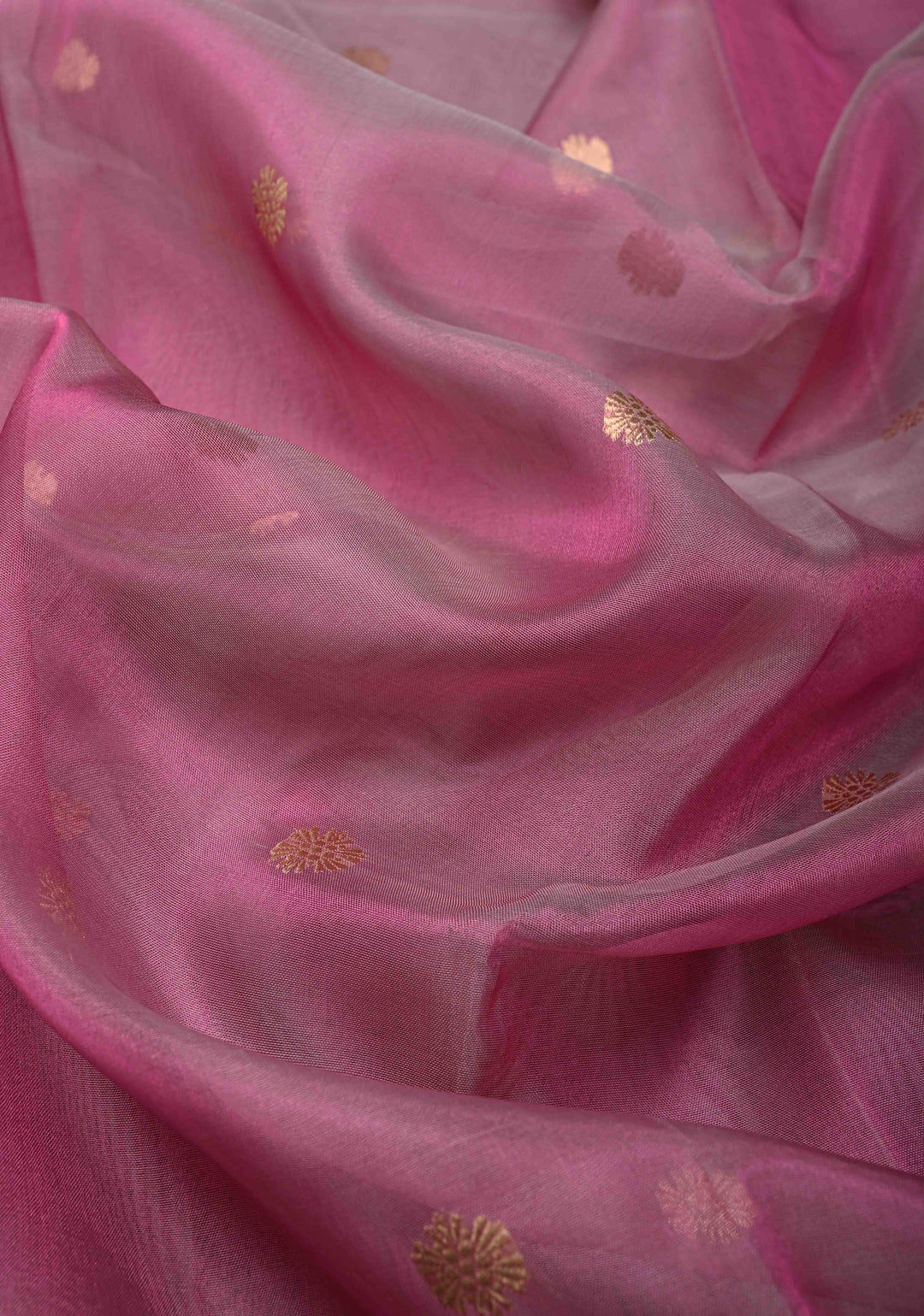 Turkish Rose Pure Banarasi Organza Silk Saree with Zari Buttas and Zari Border | SILK MARK CERTIFIED