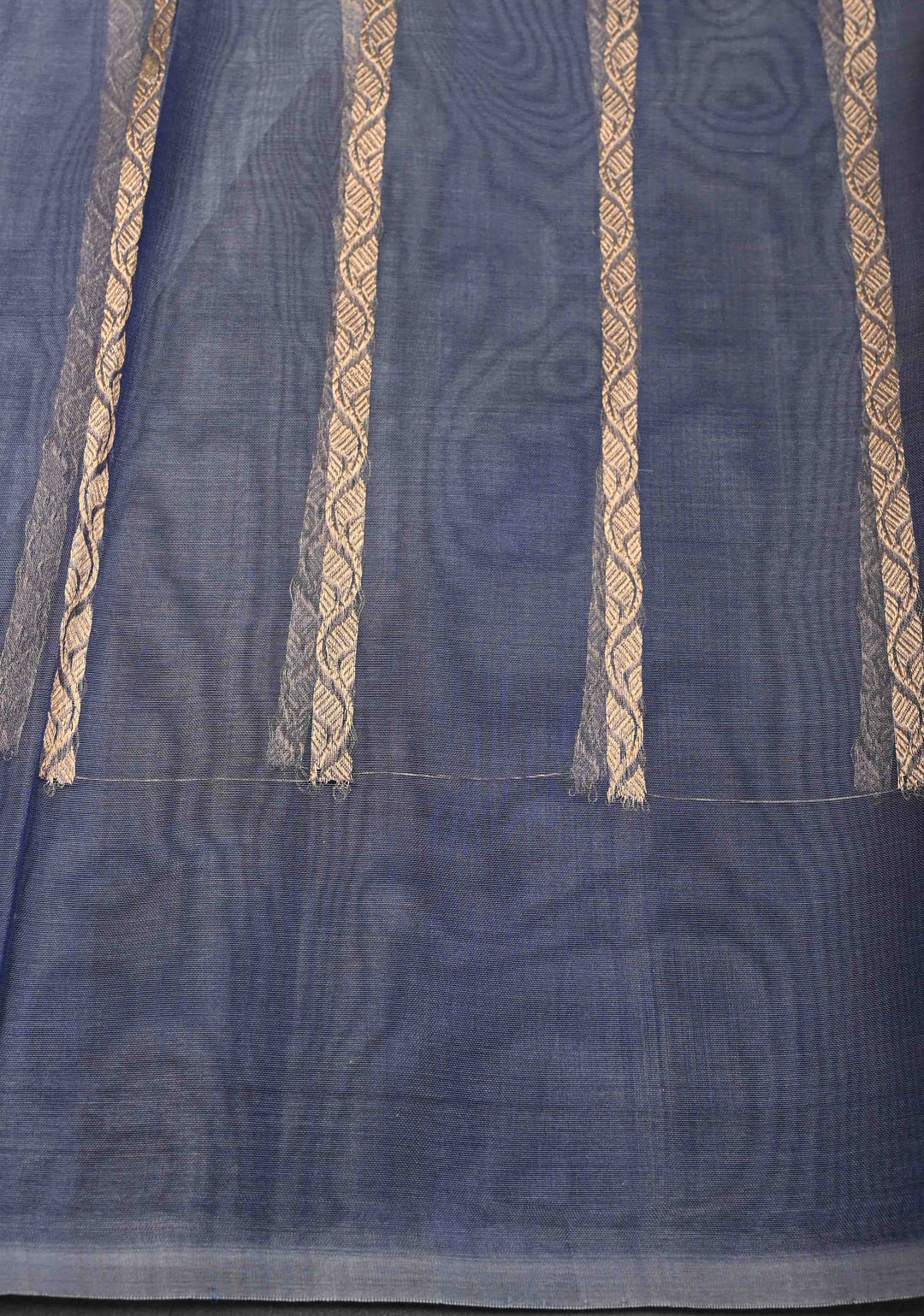 Stone Blue Pure Banarasi Organza Silk Saree with Zari Buttas and Scallop Border | SILK MARK CERTIFIED