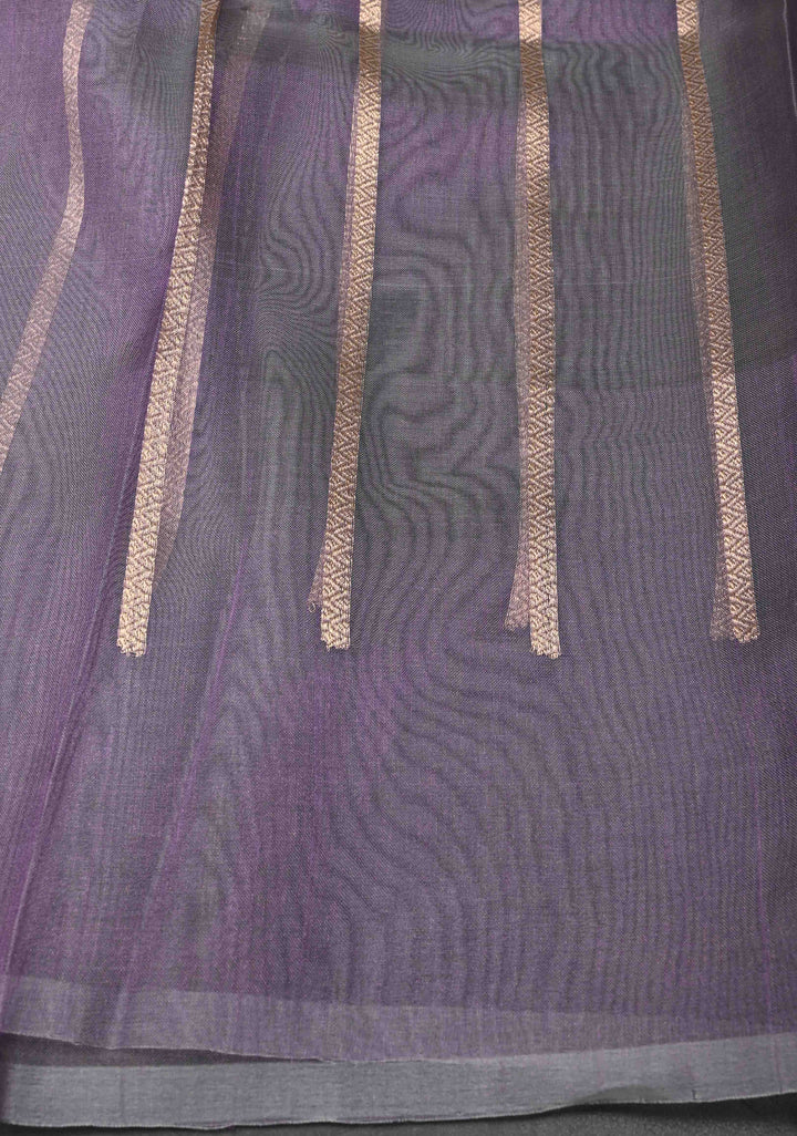 Amethyst Pure Banarasi Organza Silk Saree with Zari Buttis and Zari Border | SILK MARK CERTIFIED