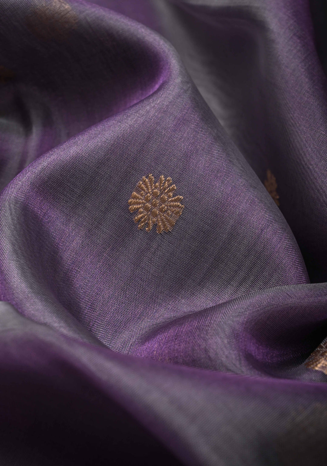 Amethyst Pure Banarasi Organza Silk Saree with Zari Buttis and Zari Border | SILK MARK CERTIFIED