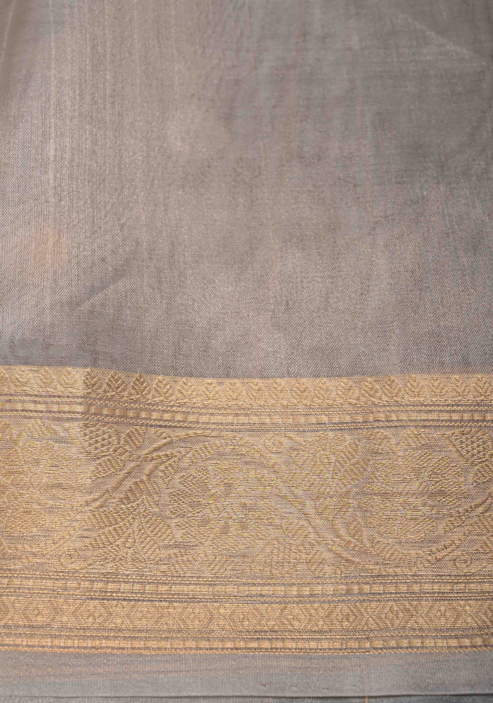 Gold Pure Banarasi Organza Silk Saree with Sona Rupa Buttas and Zari Border | SILK MARK CERTIFIED