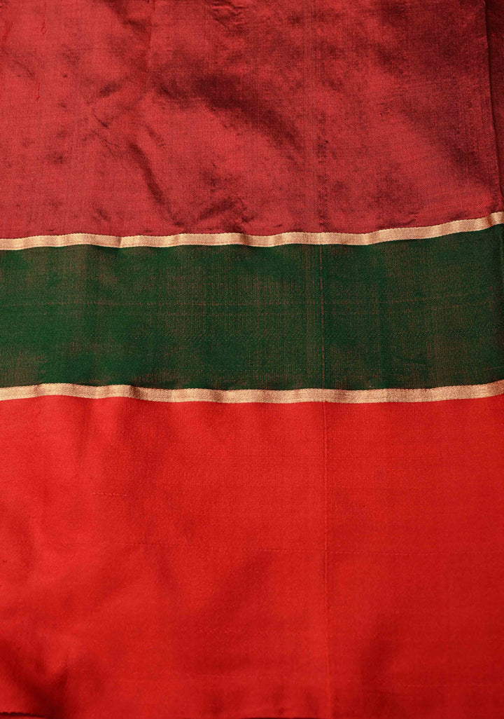 Purple Banarasi Katan Silk Saree with Meenakari Floral Buttas and Contrast Panel Border | SILK MARK CERTIFIED