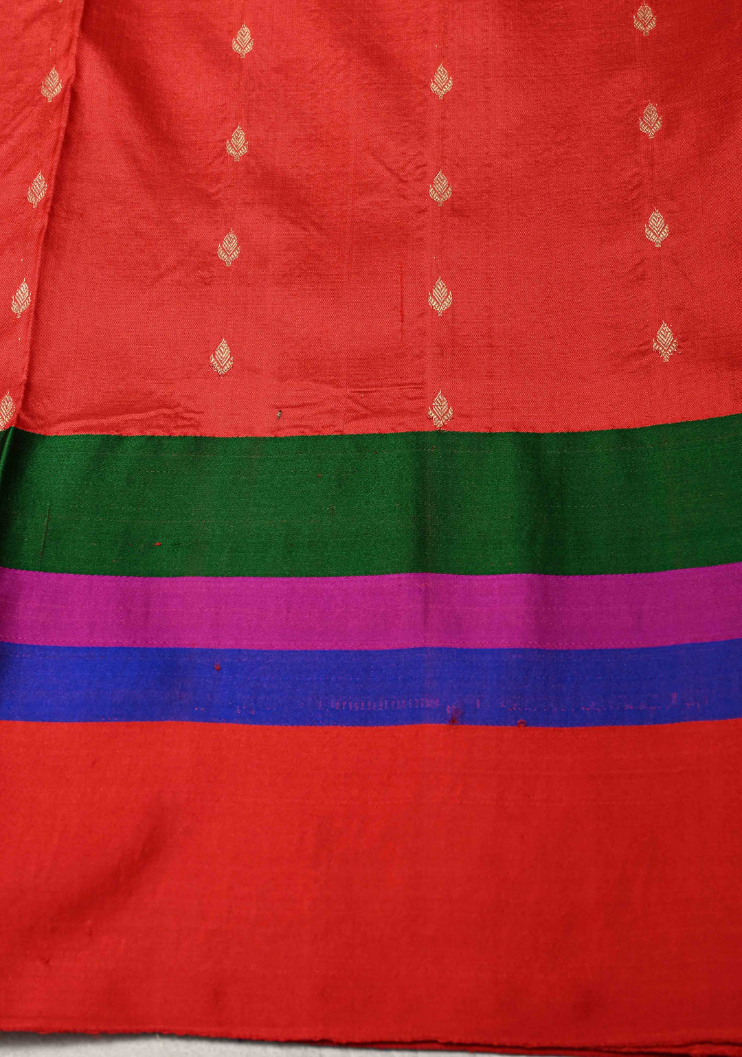 Purple Banarasi Katan Silk Saree with Jazi Buttas and Contrast Panel Border | SILK MARK CERTIFIED