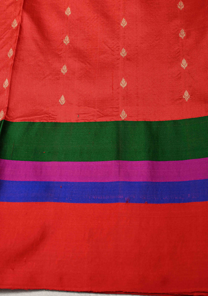Purple Banarasi Katan Silk Saree with Jazi Buttas and Contrast Panel Border | SILK MARK CERTIFIED