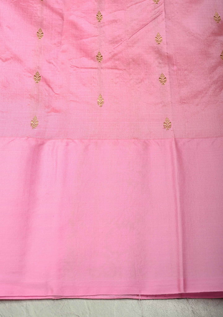 Pista Green Banarasi Katan Silk Saree with Floral Zari Buttas and Contrast Zari Border | SILK MARK CERTIFIED