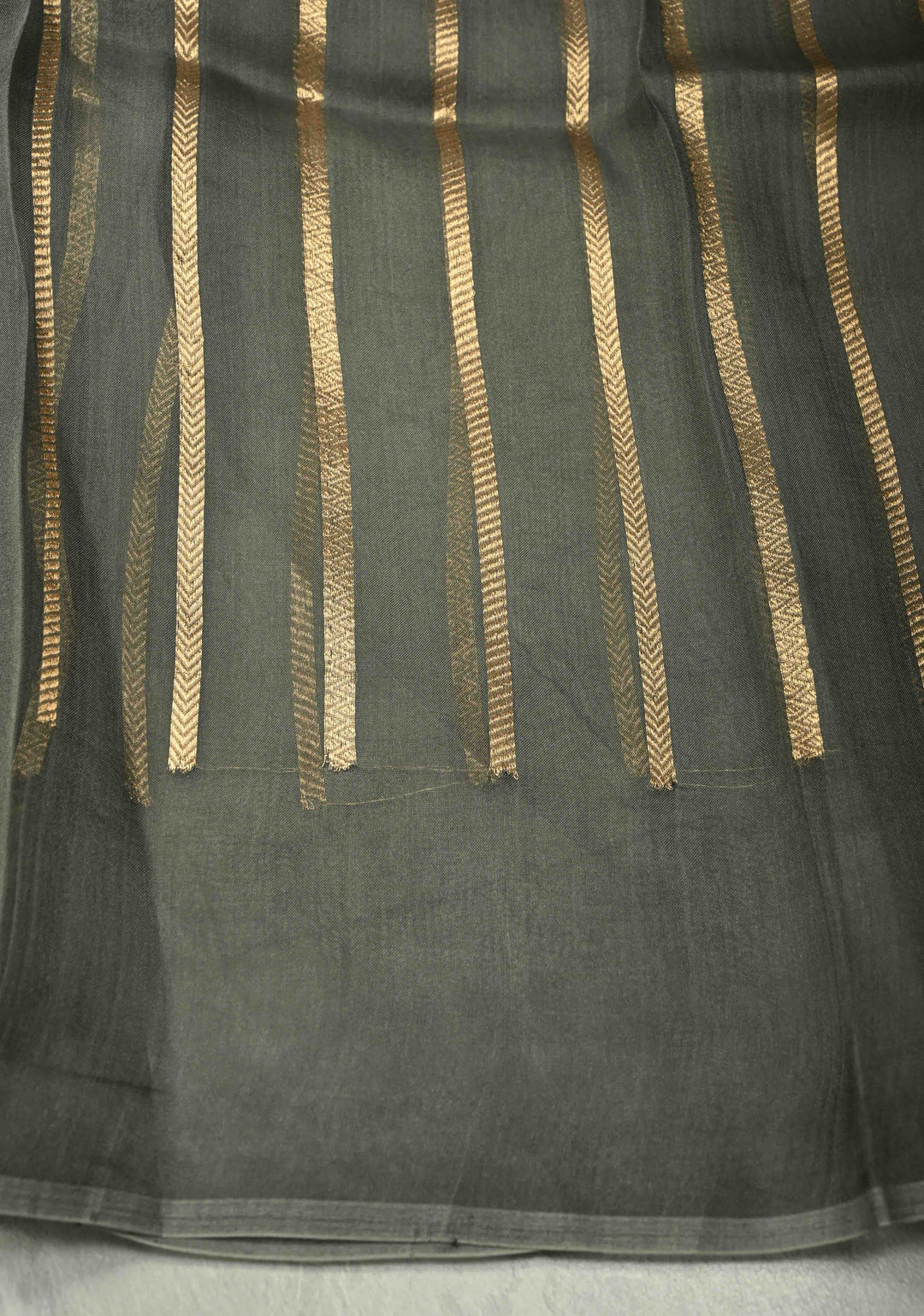 Gray Pure Banarasi Organza Silk Saree with Floral Zari Buttas and Zari Border | SILK MARK CERTIFIED