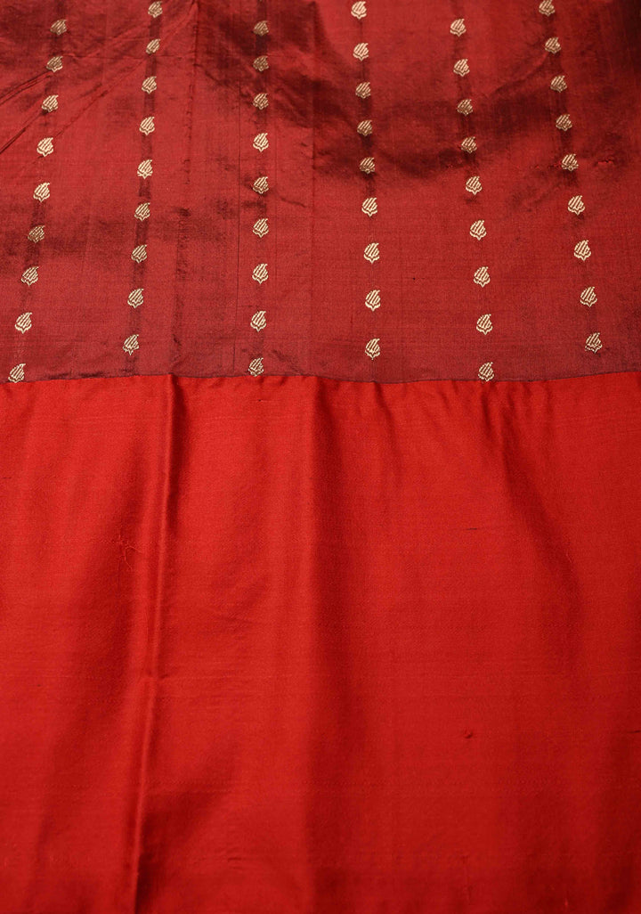 Black Katan Silk Handloom Saree with Antique Zari Buttas and Contrast Zari Border | SILK MARK CERTIFIED