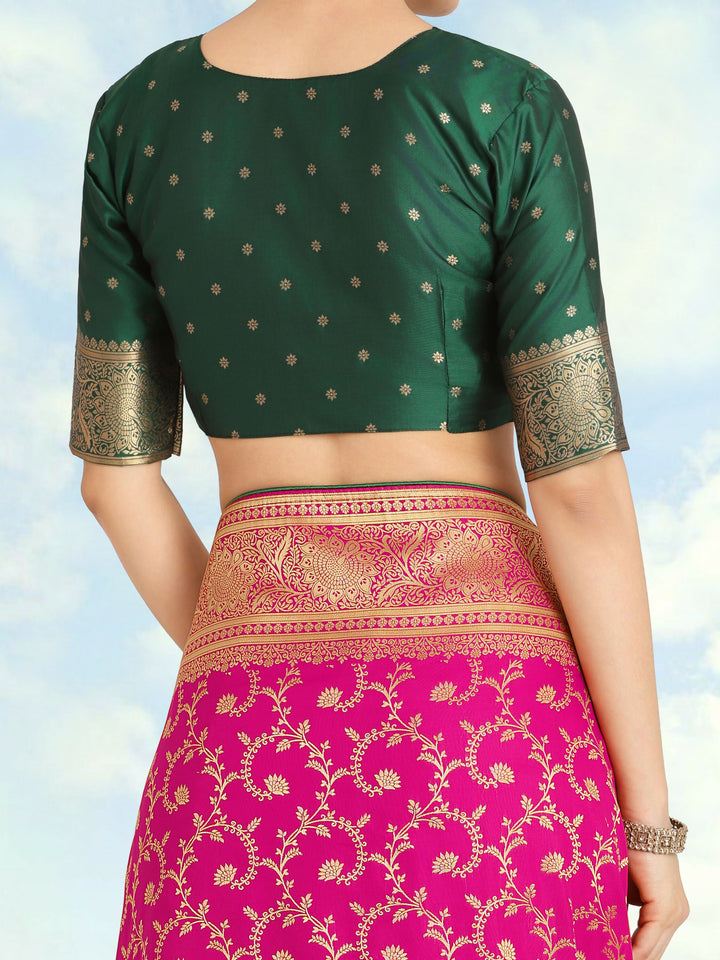 Rani Pink Color Banarasi Silk Saree  | SHOBITAM
