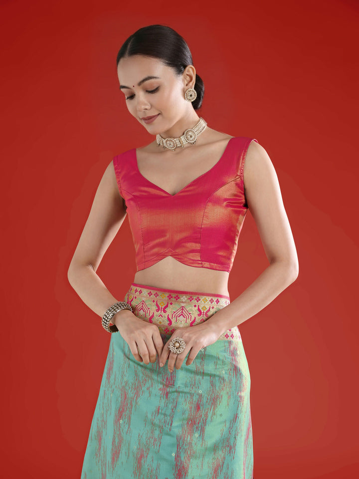 Sky blue Color Semi Banarasi Tissue Silk Paithani Woven Saree | SHOBITAM