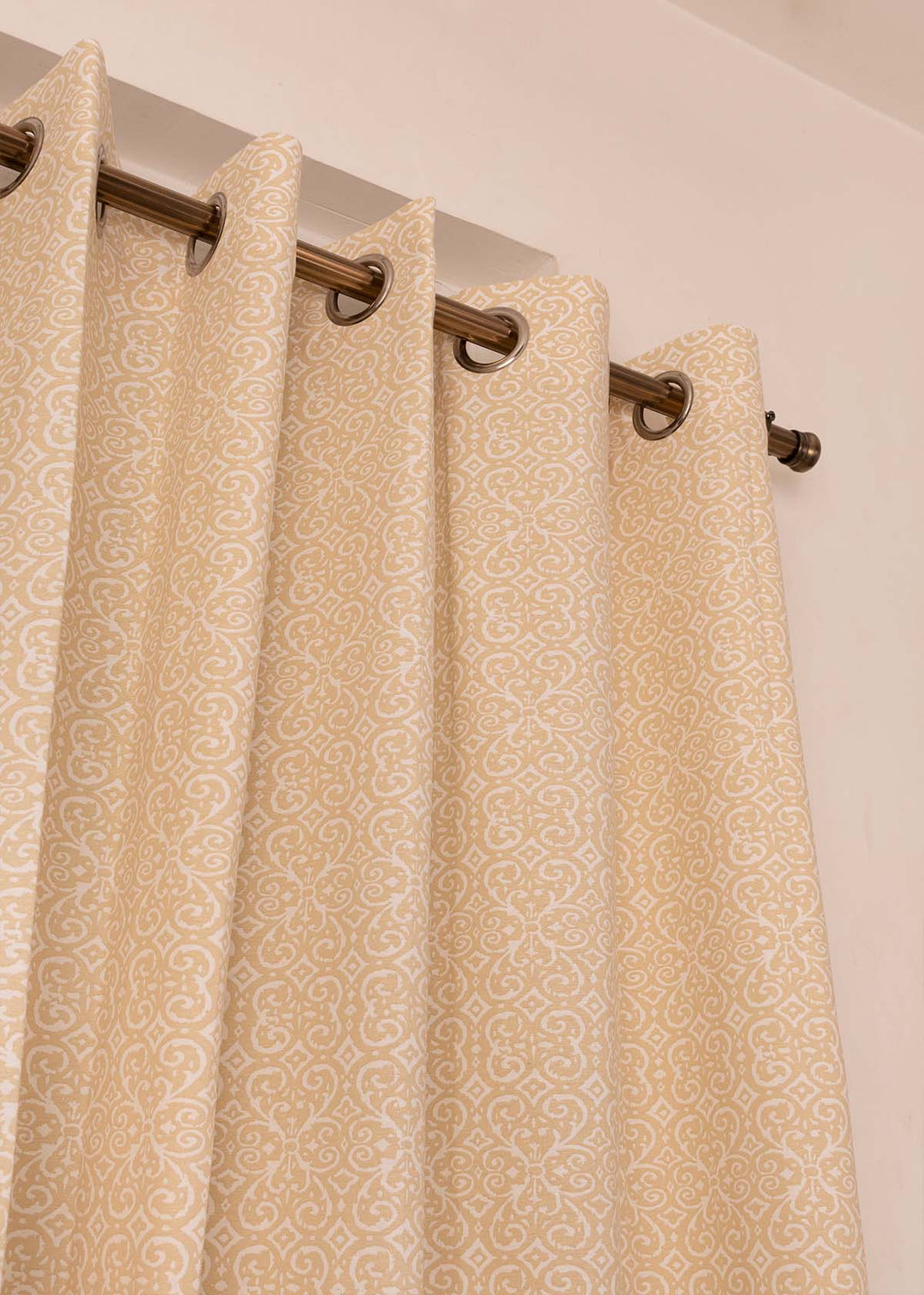 Antique Rose 100% cotton minimal curtain for living room - Light Reduction - Cream - Single Piece | SHOBITAM