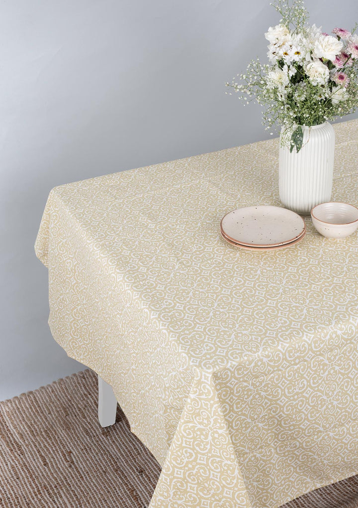 Antique Rose cream Spill safe water-resistant coated cotton table cloth | SHOBITAM