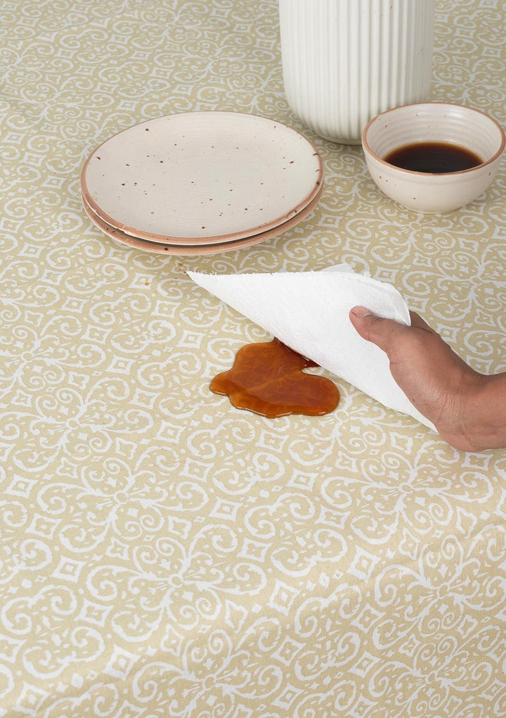Antique Rose cream Spill safe water-resistant coated cotton table cloth | SHOBITAM