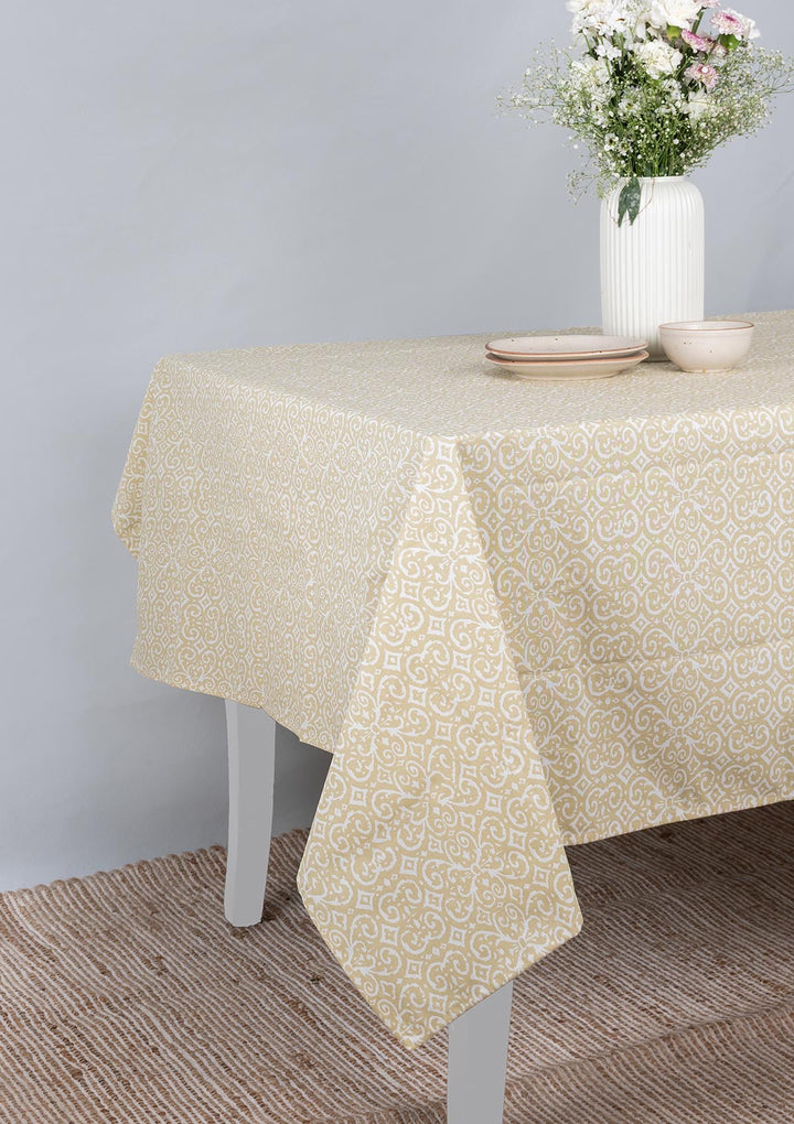 Antique Rose cream Spill safe water-resistant coated cotton table cloth | SHOBITAM