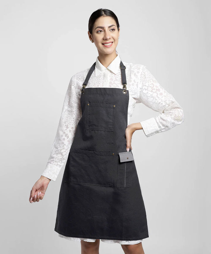 Grey Multipurpose Cotton Apron | SHOBITAM