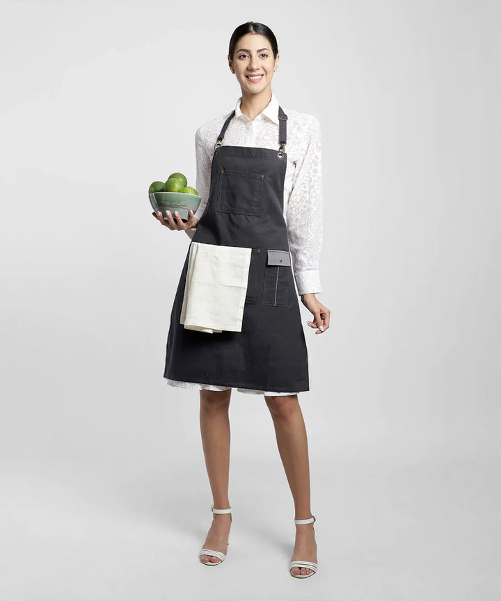 Grey Multipurpose Cotton Apron | SHOBITAM