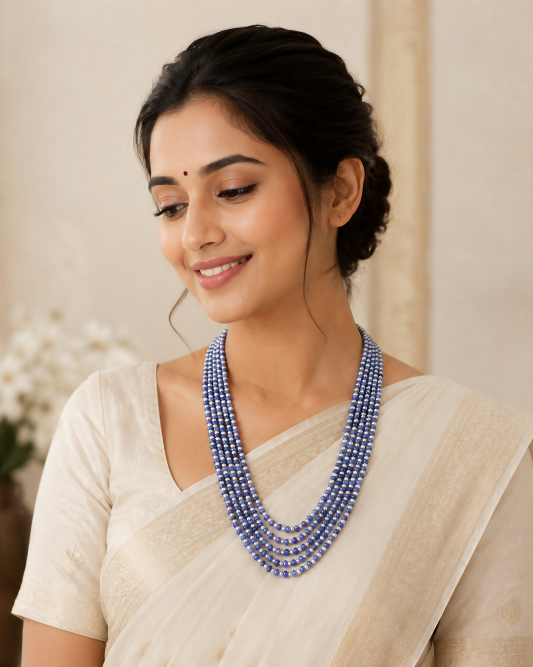 Heart of the Ocean: 5 layer Natural Tanzanite Necklace | SHOBITAM