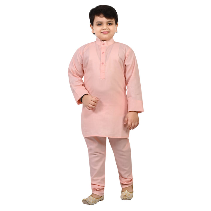 Boys Regular Jacquard Embroidery Waistcoat with Kurta Pajama Set - Rose Pink | SHOBITAM