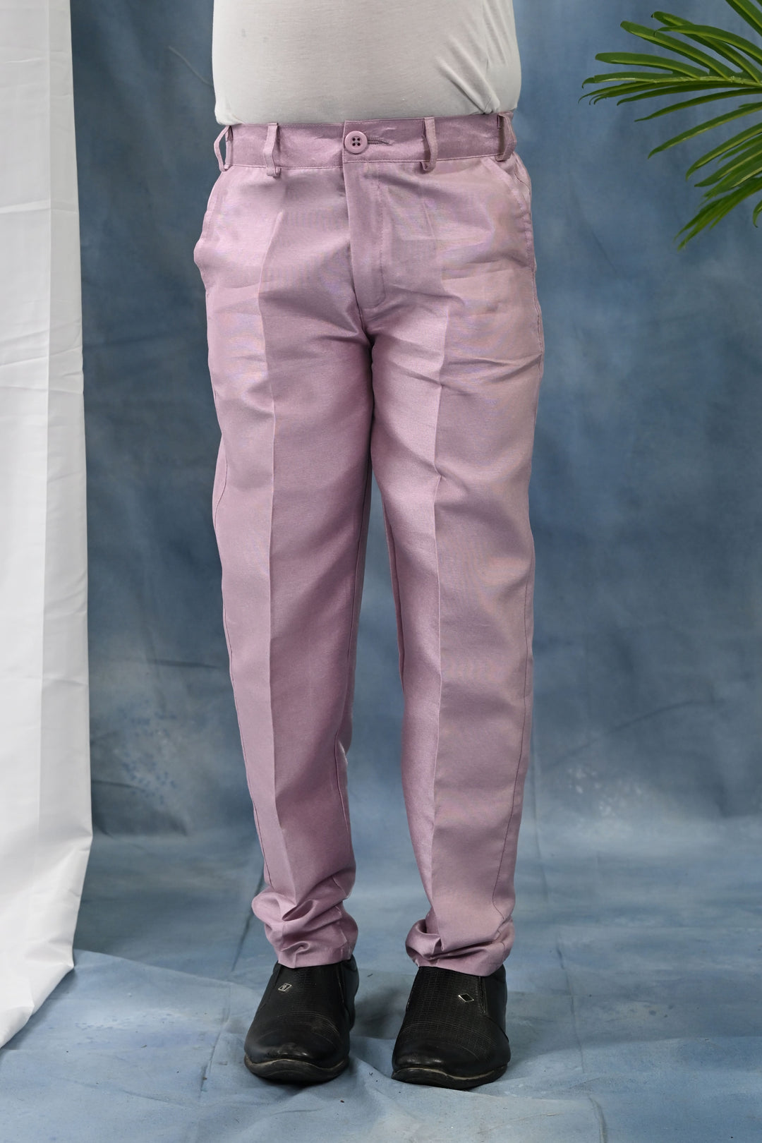 Boys Cotton Silk Kurta & Pyjama Set With Threadwork Embroidered Waistcoat - Lilac | SHOBITAM